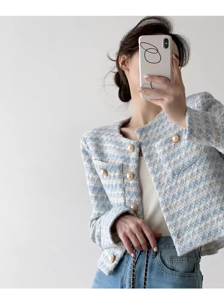 ITOOLIN Women's Tweed Short Cardigan Coat